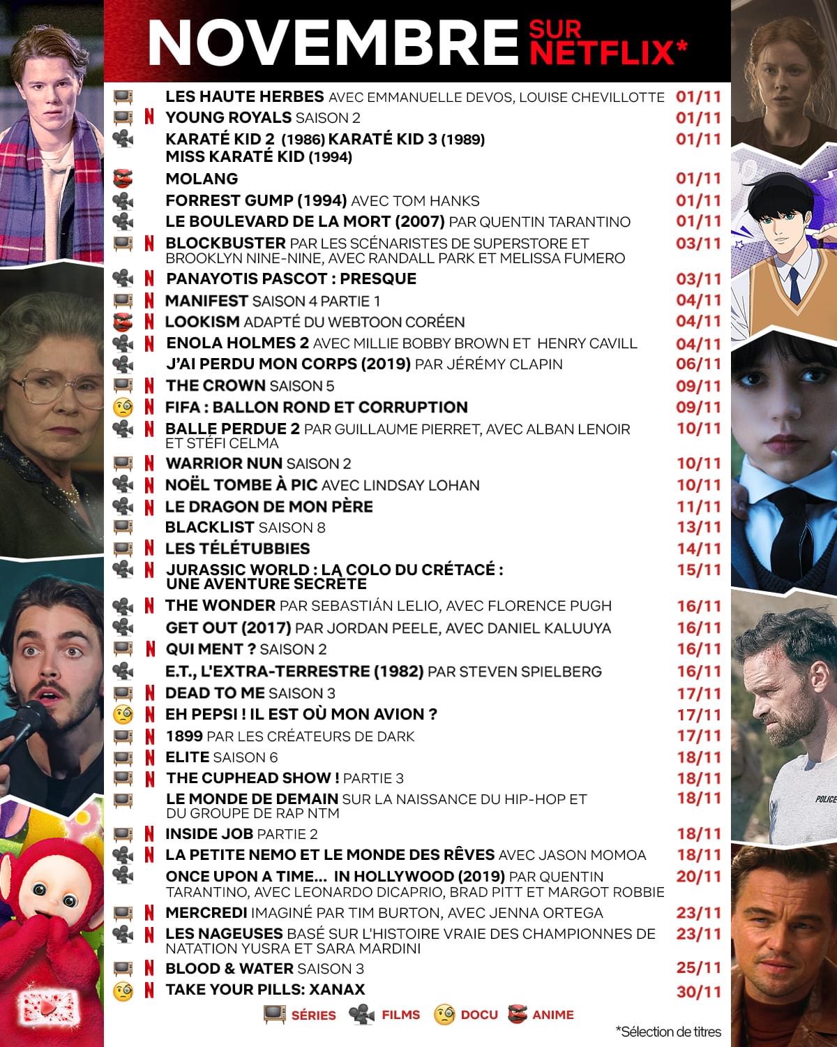 Voici le calendrier des sorties sur Netflix pour le mois de novembre